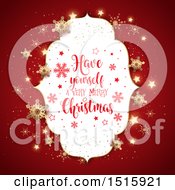 Poster, Art Print Of Have Yourself A Very Merry Christmas Greeting In Af Rame Over Red With Stars And Snowflakes