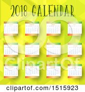 Poster, Art Print Of 2018 Yearly Calendar Design On Green