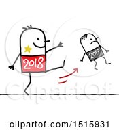 Poster, Art Print Of New Year 2018 Stick Man Kicking Last Year 2017