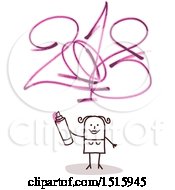 Poster, Art Print Of Stick Woman Holding A Marker After Drawing New Year 2018