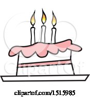Poster, Art Print Of Cartoon Pink And White Birthday Cake With Three Candles