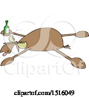 Clipart Of A Cartoon Drunk Moose Spread Eagle Royalty Free Vector Illustration