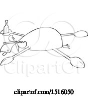 Poster, Art Print Of Cartoon Black And White Drunk Moose Spread Eagle