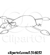 Clipart Of A Cartoon Black And White Moose Spread Eagle Royalty Free Vector Illustration