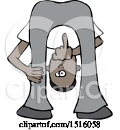 Cartoon Black Man Bending Over Looking Between His Legs And Flipping The Bird Middle Finger