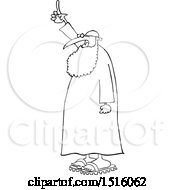 Poster, Art Print Of Cartoon Black And White Muslim Cleric Holding Up A Finger