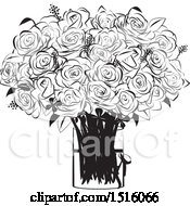 Poster, Art Print Of Black And White Rose Boquet In A Vase