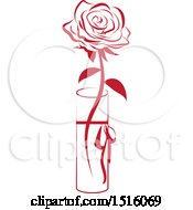 Clipart Of A Red Rose In A Vase Royalty Free Vector Illustration