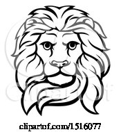 Poster, Art Print Of Black And White Male Lion Head