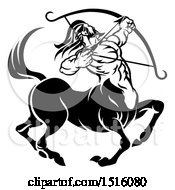 Poster, Art Print Of Zodiac Horoscope Astrology Centaur Sagittarius Design In Black And White