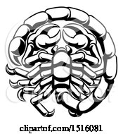 Clipart Of A Zodiac Horoscope Astrology Scorpio Design In Black And White Royalty Free Vector Illustration