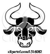 Clipart Of A Zodiac Horoscope Astrology Taurus Bull Design In Black And White Royalty Free Vector Illustration