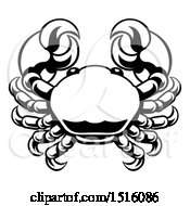 Poster, Art Print Of Zodiac Horoscope Astrology Cancer Crab Design Black And White