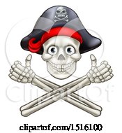 Poster, Art Print Of Pirate Skull And Cross Bones Jolly Roger With Thumbs Up
