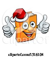 Poster, Art Print Of Christmas Story Book Character Mascot Giving Two Thumbs Up And Wearing A Santa Hat