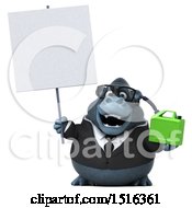 Clipart Of A 3d Business Gorilla Mascot Holding A Gas Can On A White Background Royalty Free Illustration by Julos
