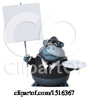 Clipart Of A 3d Business Gorilla Mascot Holding A Plate On A White Background Royalty Free Illustration by Julos