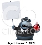 Clipart Of A 3d Business Gorilla Mascot Holding A Blood Drop On A White Background Royalty Free Illustration by Julos
