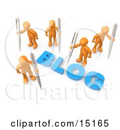 Orange People Surrounding The Blue Word Blog And Holding Large Pens
