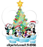 Christmas Tree And Penguins