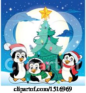 Poster, Art Print Of Christmas Tree And Penguins
