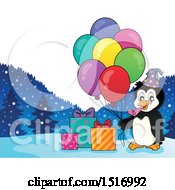 Poster, Art Print Of Party Penguin With Balloons And Gifts