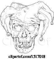 Poster, Art Print Of Jester Skull In Black And White