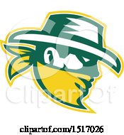 Clipart Of A Cowboy In Profile In White Green And Yellow Royalty Free Vector Illustration