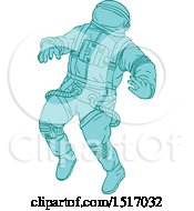 Poster, Art Print Of Sketched Blue Astronaut
