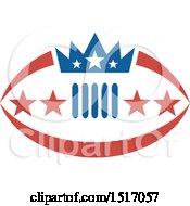 Clipart Of A Crown And Stars On An American Football Royalty Free Vector Illustration