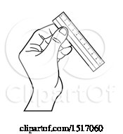 Poster, Art Print Of Black And White Hand Holding A Ruler