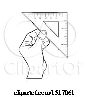 Poster, Art Print Of Black And White Hand Holding A Set Square