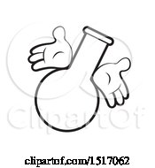 Clipart Of A Black And White Round Bottom Flask Character Royalty Free Vector Illustration