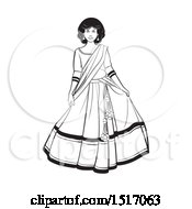 Poster, Art Print Of Black And White Woman In A Lehenga Skirt
