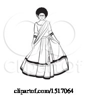 Clipart Of A Black And White Woman In A Lehenga Skirt Royalty Free Vector Illustration by Lal Perera