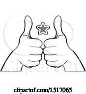 Poster, Art Print Of Black And White Star Between Hands Holding Up Thumbs