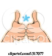 Poster, Art Print Of Blue Star Between Hands Holding Up Thumbs