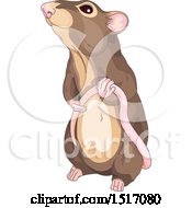 Clipart Of A Cute Brown Rat Holding His Tail Royalty Free Vector Illustration