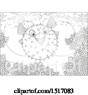 Poster, Art Print Of Black And White Blowfish At A Coral Reef