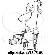 Poster, Art Print Of Cartoon Black And White Guy With His Leg In A Crazy Cast