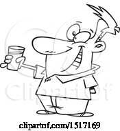 Poster, Art Print Of Cartoon Black And White Guy Toasting With Milk