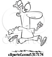 Clipart Of A Cartoon Lineart Guy Running Royalty Free Vector Illustration