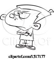 Poster, Art Print Of Cartoon Black And White Grumpy Boy
