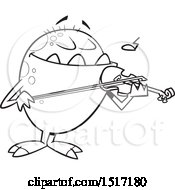 Poster, Art Print Of Cartoon Black And White Monster Playing A Violin