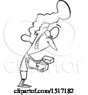 Cartoon Black And White Woman Enthused About A Gift