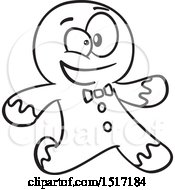 Poster, Art Print Of Cartoon Black And White Gingerbread Man Running