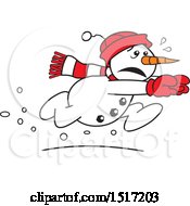 Poster, Art Print Of Cartoon Scared Running Snowman