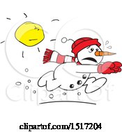 Poster, Art Print Of Cartoon Snowman Running From The Sun