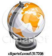 Poster, Art Print Of 3d White And Orange Desk Globe Icon