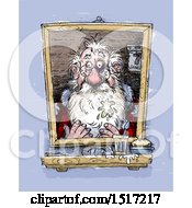 Poster, Art Print Of Sketched Santa Claus Looking In The Mirror After The Christmas Season